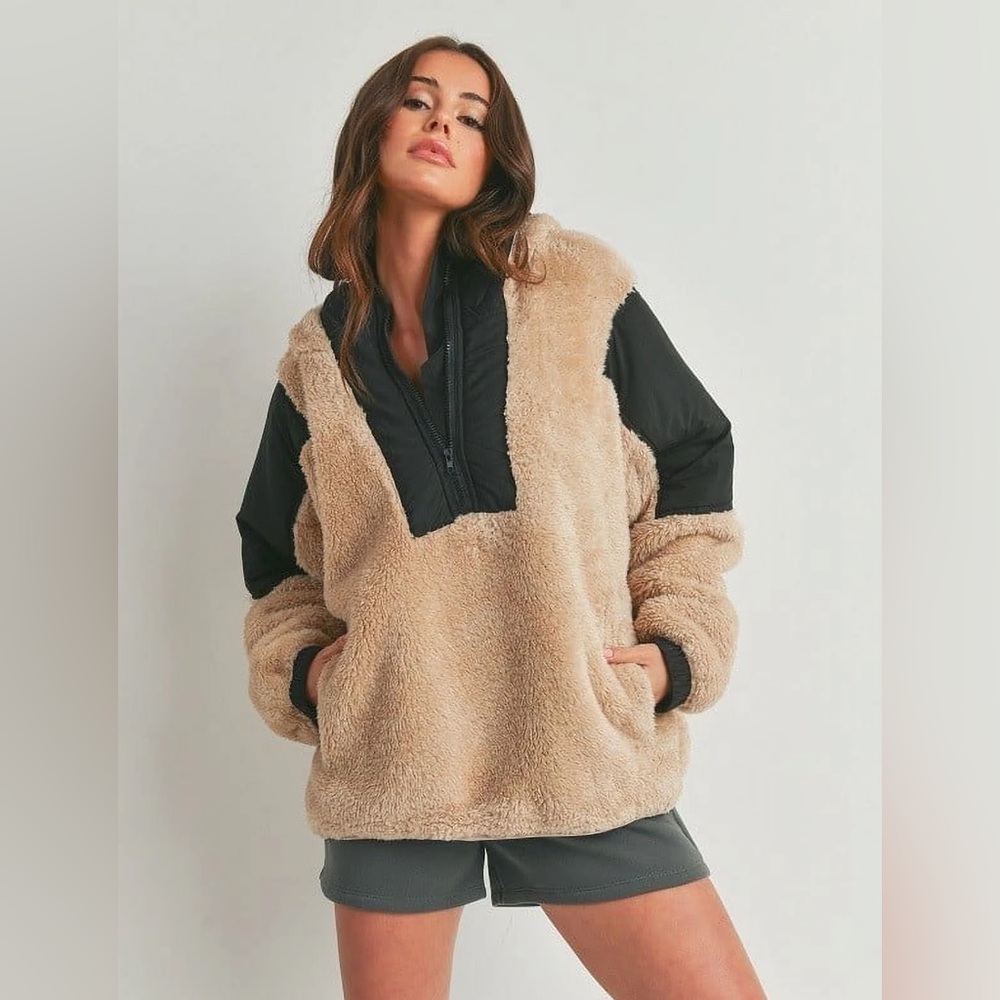 Teddy fleece hooded shacket